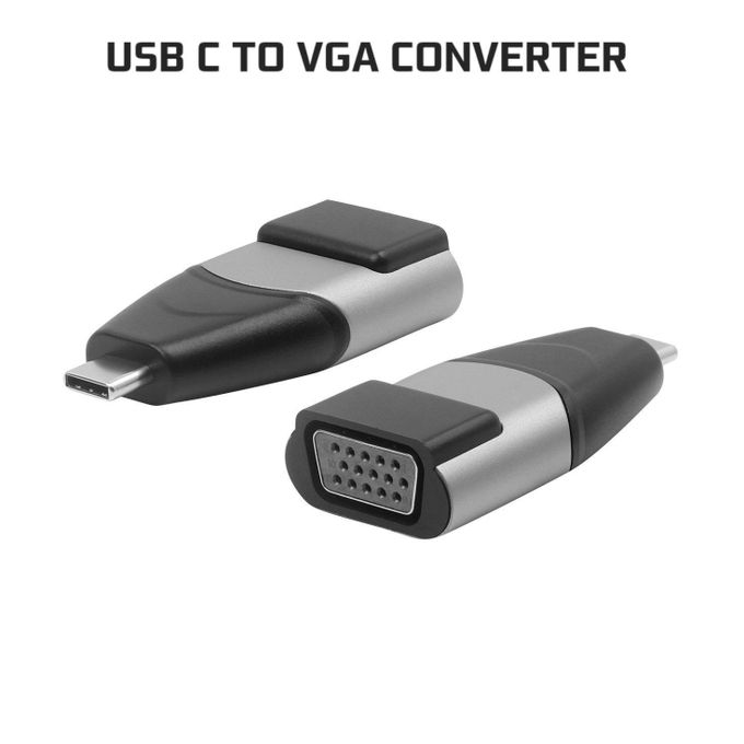 USB C to VGA Adapter 1080P@60Hz Portable Type C Male to VGA Female Adapter Converter Compatible with MacBook Pro/Air, ipad, Dell XPS, Surface Book