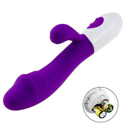 G Spot Rabbit SILICON battery powered Vibrator 30 Vibration Models Double Stimulation Sex Toys Dildo For Women Masturbation RIBBED