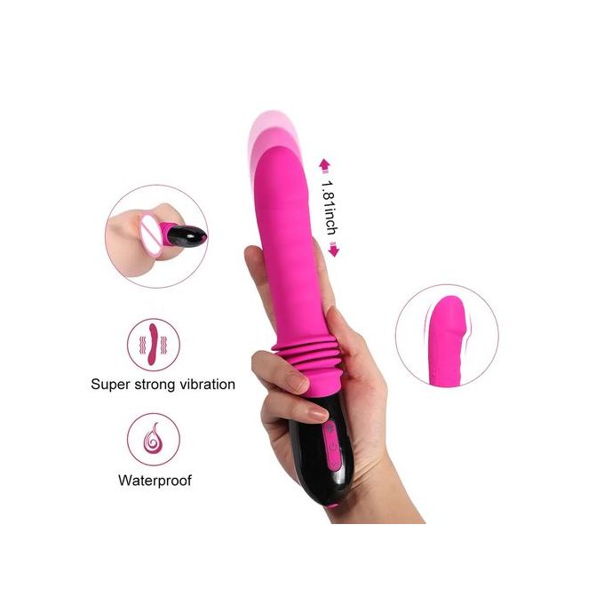 Handheld Thrusting Speed 10 MODE Masturbator 2in1 Dildo Vibrator Wand USB Rechargeable Waterproof