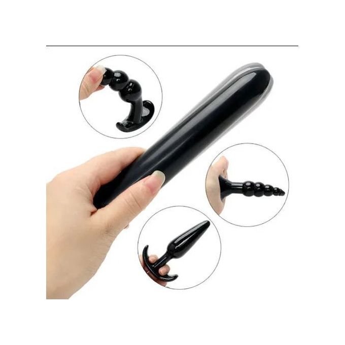 7pcs TPE Anal Butt Plugs DONUT Set with battery operated VIBRATOR dildo