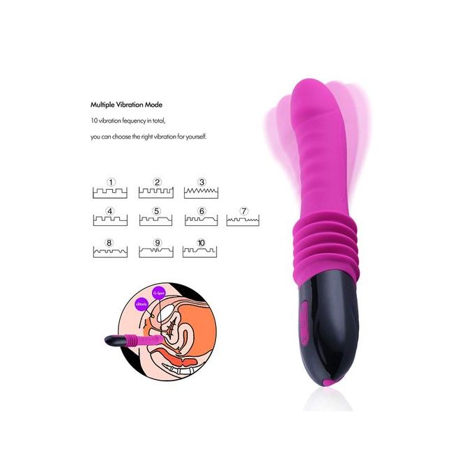 Handheld Thrusting Speed 10 MODE Masturbator 2in1 Dildo Vibrator Wand USB Rechargeable Waterproof