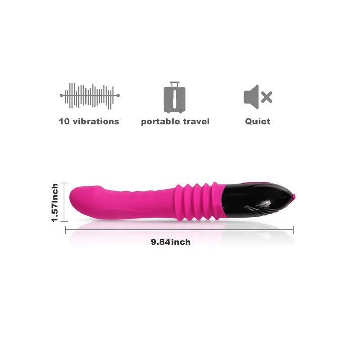 Handheld Thrusting Speed 10 MODE Masturbator 2in1 Dildo Vibrator Wand USB Rechargeable Waterproof