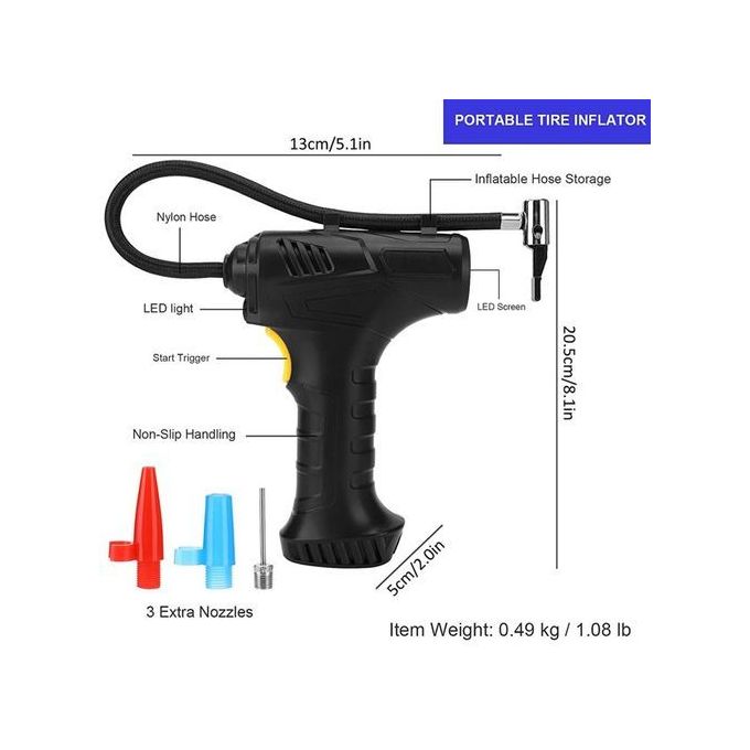 150PSI DIGITAL CAR TIRE hand held INFLATOR Air PORTABLE COMPRESSOR Tyre WITH LED TORCH