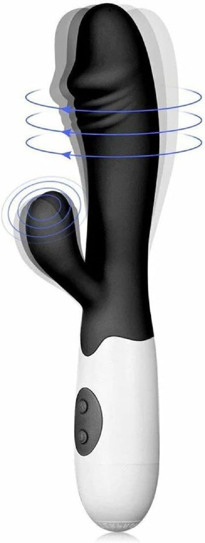 Rechargeable Realistic G-Spot Rabbit Vibrator Dildo Sex Toys for Women - BLACK