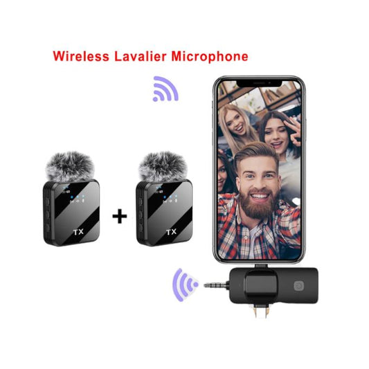 3 in 1 2pcs Lavalier Wireless Microphone for iPhone iPad USB TYPE C AND 3.5MM JACK MIC, Wireless Microphone for Video Recording, Game Live Streaming