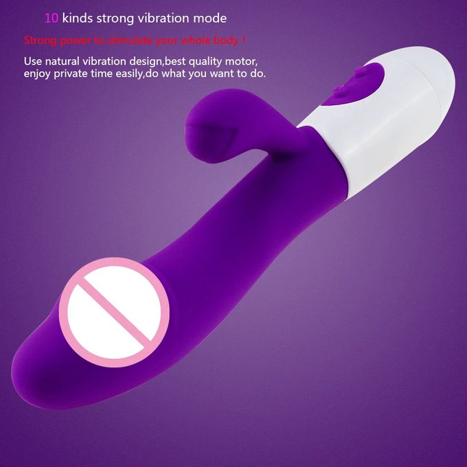 G Spot Rabbit SILICON battery powered Vibrator 30 Vibration Models Double Stimulation Sex Toys Dildo For Women Masturbation RIBBED