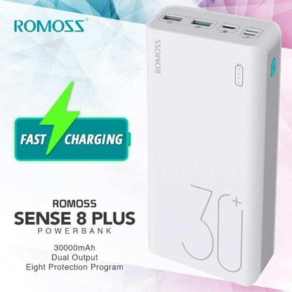 Romoss 30000mAh Power Bank, Sense8F Portable Charger, 20W USB C PD 18W Fast Charging, Phone Battery Pack with 3 outputs & 3 inputs, Compatible with iPhone, iPad, Galaxy, Android