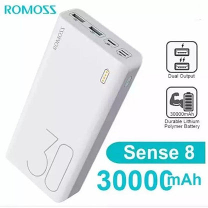 Romoss 30000mAh Power Bank, Sense8F Portable Charger, 20W USB C PD 18W Fast Charging, Phone Battery Pack with 3 outputs & 3 inputs, Compatible with iPhone, iPad, Galaxy, Android