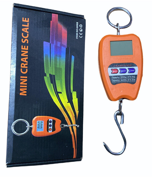 200 KG Digital Hanging Scale with Accurate Sensors, Handheld 200Kg Mini Crane Scale with Hooks for Meat Butchery Farm Hunting Fishing Hunting Fishing Outdoor Farm Large Luggage