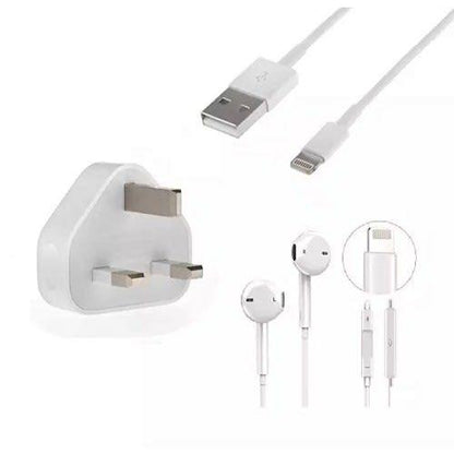 APPLE LIGHTNING 5W ADAPTER CHARGER FOR IPhone X + LIGHTNING  Earphones For 6S 7 8 X XR