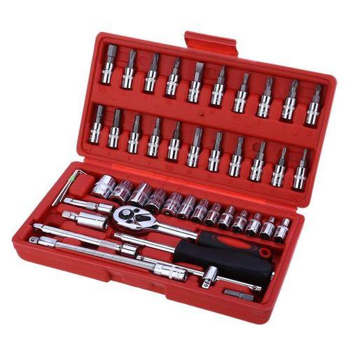 46Pc Wrench RATCHET Socket Set Combination Tool Kit 1/4' TOOLSET