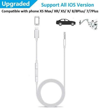 Lightning 3.5MM aux Jack Volume Adjustment adapter Cable for Iphone - white