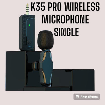 K35 Pro SINGLE (2023) Professional Wireless Lavalier Microphone for iPhone, Android Phone, Camera - Recording Omnidirectional Condenser Mic Ultra Low Delay, Lapel Noise canceling Mic