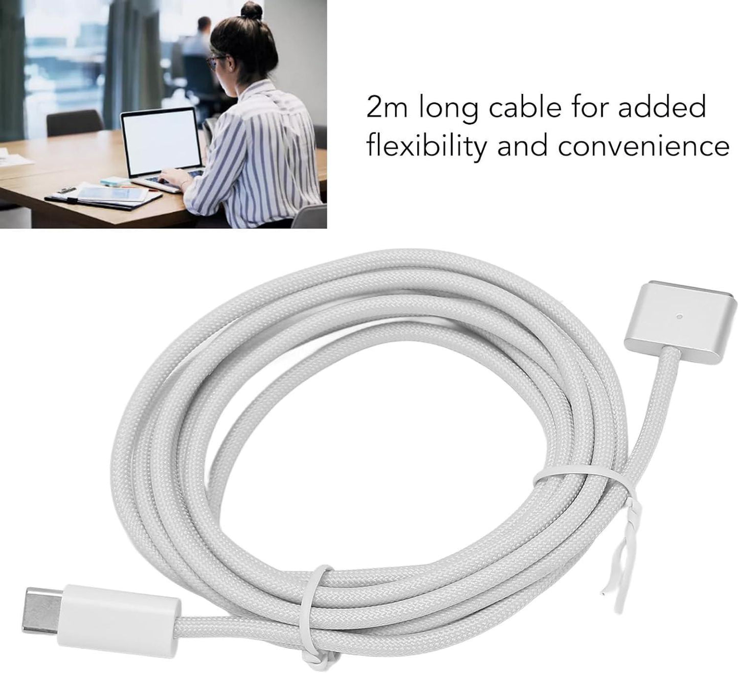 Apple USB C to Magsafe 3 Charging Cable, 2m Braided Wire Charging Cord with LED Charging Indicator, 140W Efficient Charging, for Wall Chargers,