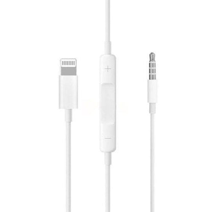 Lightning 3.5MM aux Jack Volume Adjustment adapter Cable for Iphone - white