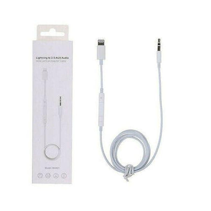 Lightning 3.5MM aux Jack Volume Adjustment adapter Cable for Iphone - white