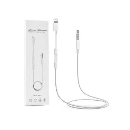 Lightning 3.5MM aux Jack Volume Adjustment adapter Cable for Iphone - white