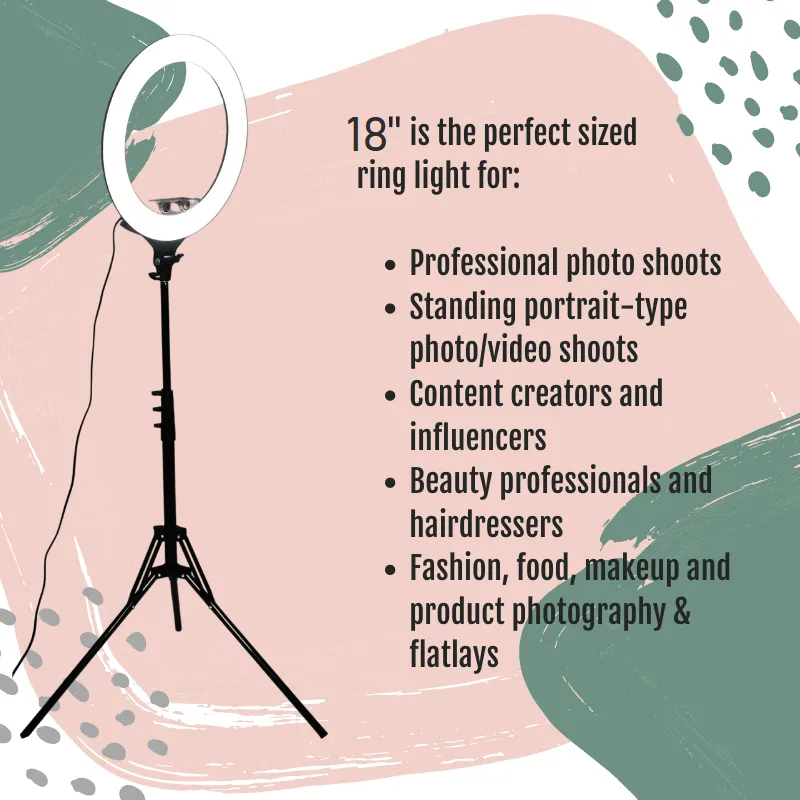 18 Inch Selfie Ring Light With 2.1M Tripod Stand 3 Phone Holder 18", 18INCH RINGLIGHT And Remote STAND