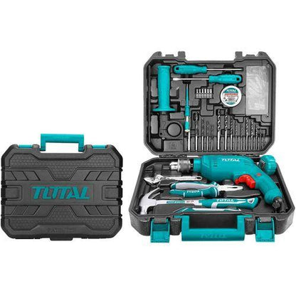 TOTAL 115pcs Electric 650W impact Hammer Drill Professional Tool Set With Drill DIY Kit concrete and wood drillset toolset