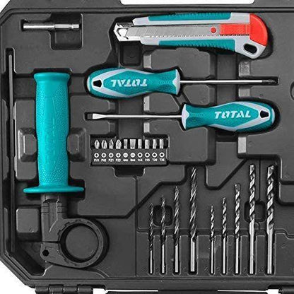 TOTAL 115pcs Electric 650W impact Hammer Drill Professional Tool Set With Drill DIY Kit concrete and wood drillset toolset