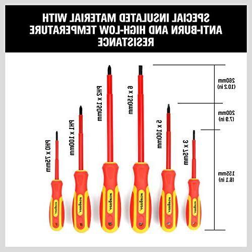 6 PCS 1000v Insulated Magnet Tip Electrician Screwdriver Set