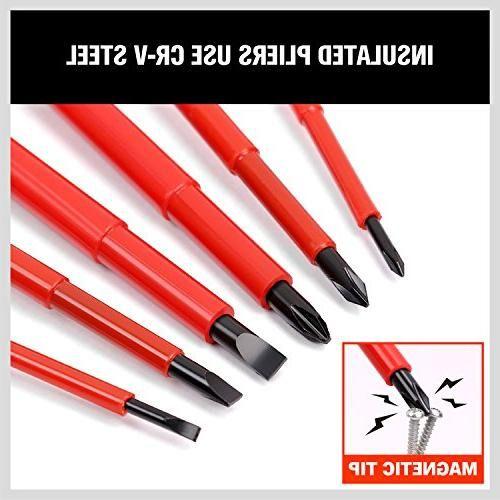 6 PCS 1000v Insulated Magnet Tip Electrician Screwdriver Set