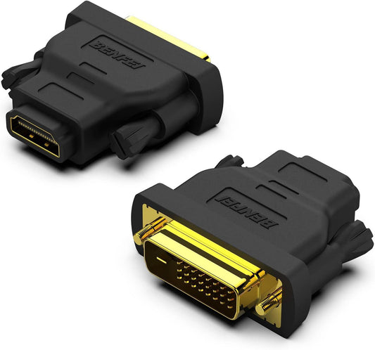 DVI to HDMI, Bidirectional DVI (DVI-D) to HDMI Male to Female Adapter with Gold-Plated Cord HDTV 1080P