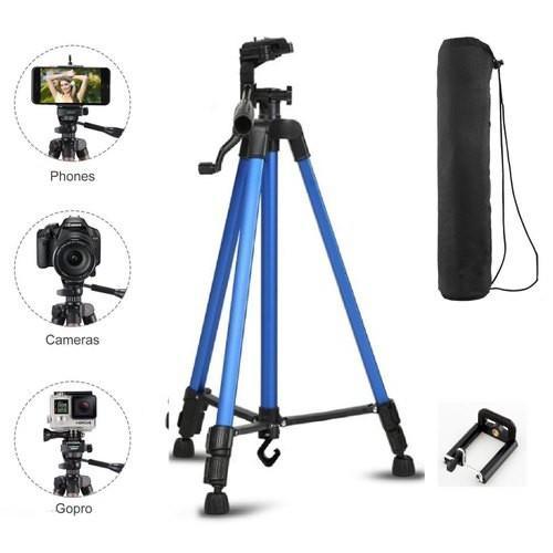 3366. Aluminum Tripod (55-Inch), Universal Lightweight Tripod with Mobile Phone Holder Mount & Carry Bag for All Smart Phones, Gopro, Cameras 1.4m