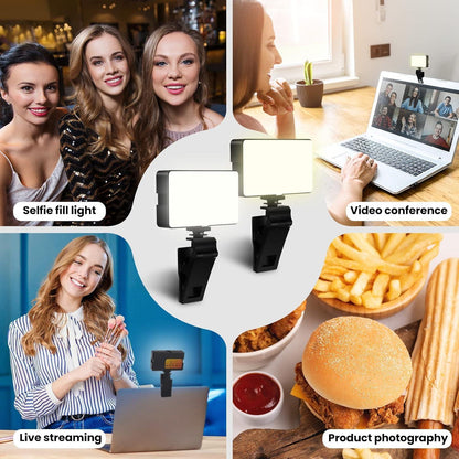 Rechargable Selfie Light Fill Video Clip Light Adjusted 98 Lights Content Creation Light Phone Fill Light with Clip for Phone Tablet Makeup Selfie