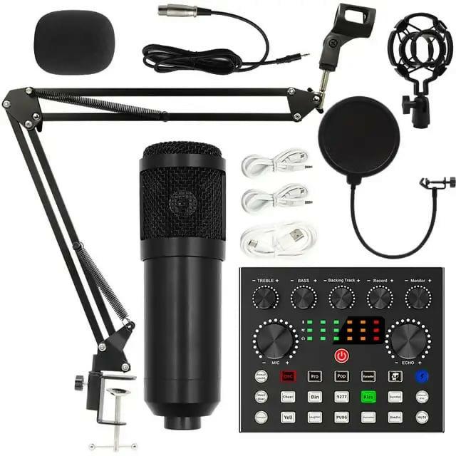 PROFESSIONAL Condenser Microphone BLUETOOTH BM800 Mic Kit Live Sound Card V8s SOUND CARD