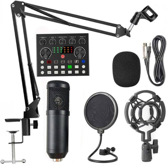 PROFESSIONAL Condenser Microphone BLUETOOTH BM800 Mic Kit Live Sound Card V8s SOUND CARD