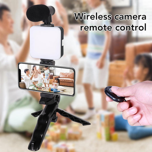 Smartphone Video Microphone bluetooth shutter remote Kit with LED Light, Tripod and Intelligent Noise Reduction Vlog for Live Streaming Online