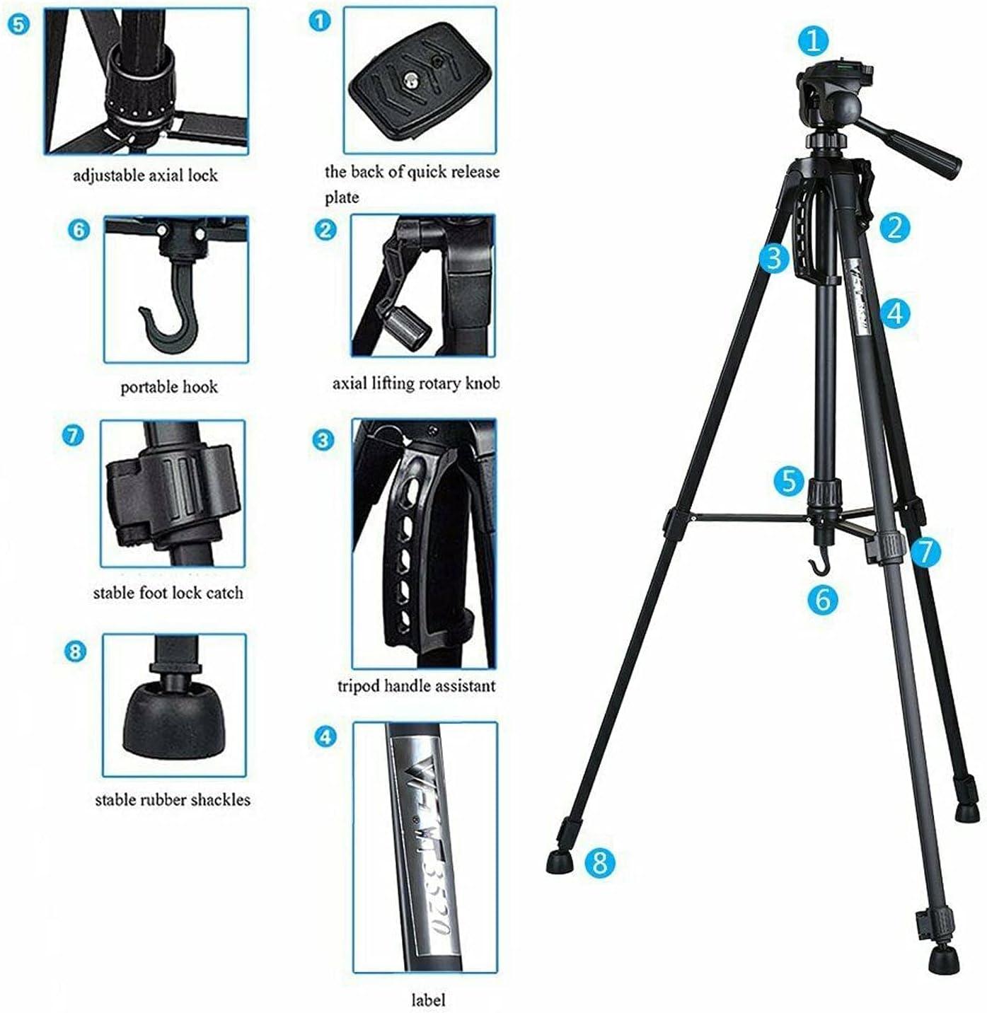 WT 3520 UNIVERSAL Heavy Duty Tripod STAND For Digital SLR Camera DSLR AND PHONE, 3kg max load