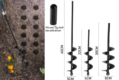 Auger Drill Bit for Planting Garden Auger Spiral Drill Bit for Planting Bulbs Flowers Planting Auger for Drill Post Hole Digger for 3/8”Hex Drill