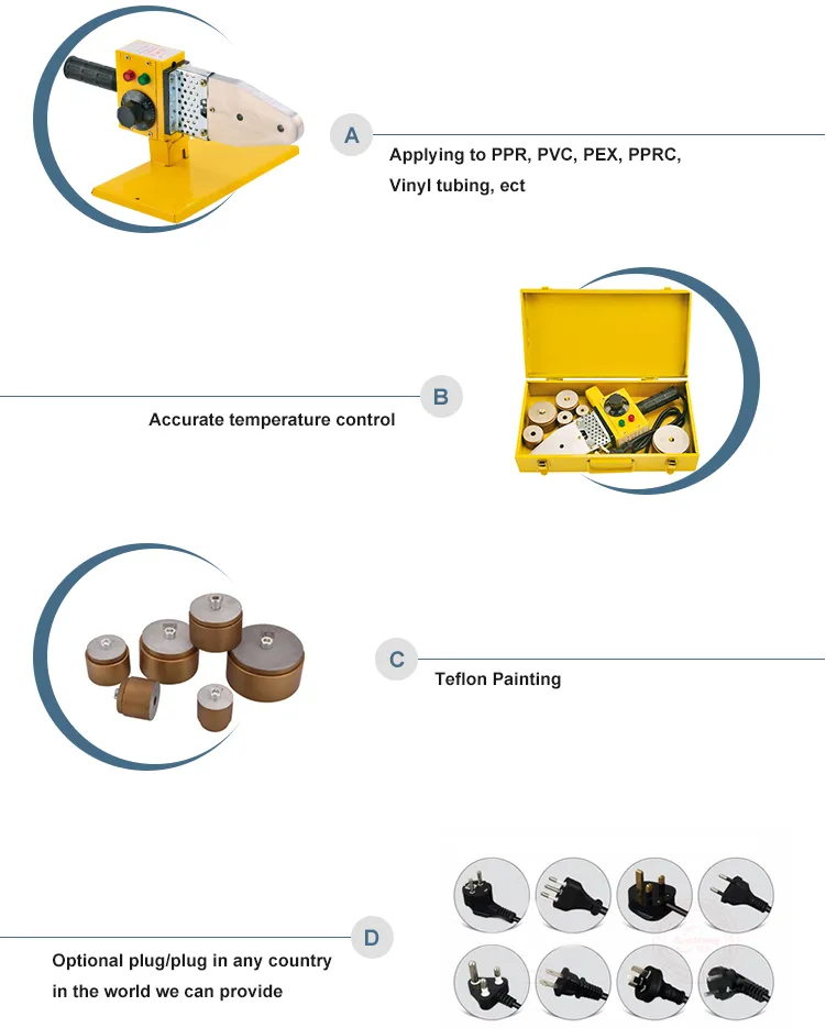 Pipe Welding Portable Machine Temperature Adjustable Pprc Ppr Pvc Pipe 20mm 25mm 32mm