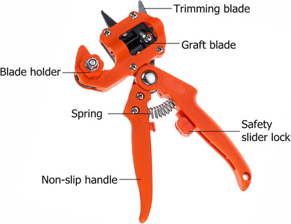 Garden Grafting Tool, Fruit Tree Professional Prune Shear Snip Grafting Cutting Tool, Replaceable V/U/Ω Blades Sturdy, Tree Grafting Kit