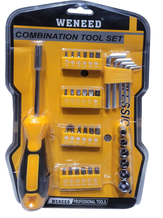 Weneed 34pcs Professional General Hand Repair Tools Set Screwdrives Allen Key, combination socket