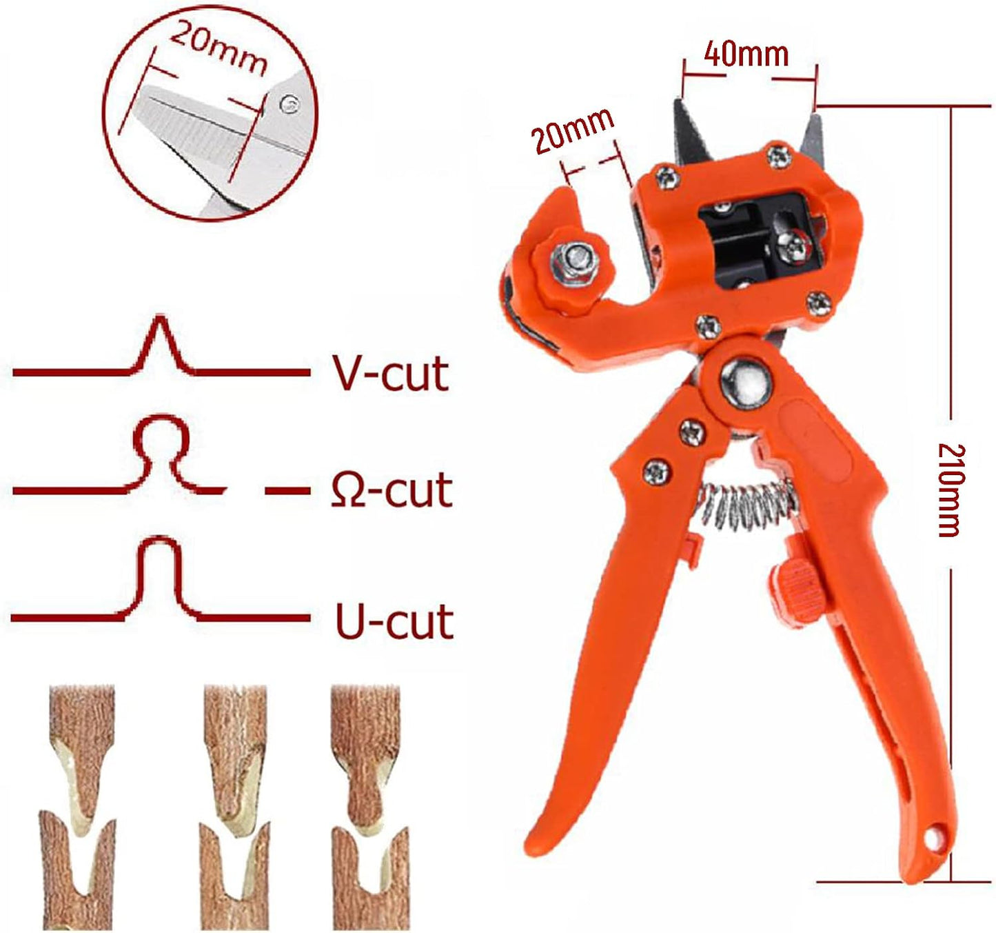 Garden Grafting Tool, Fruit Tree Professional Prune Shear Snip Grafting Cutting Tool, Replaceable V/U/Ω Blades Sturdy, Tree Grafting Kit